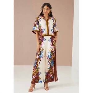 NEW ALIVIA geri wide leg pants in brown multi